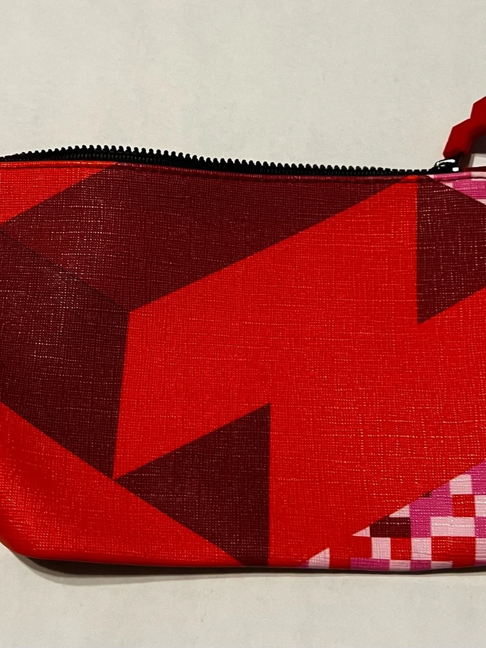 Red Geometric Zip Pouch - Women Bags